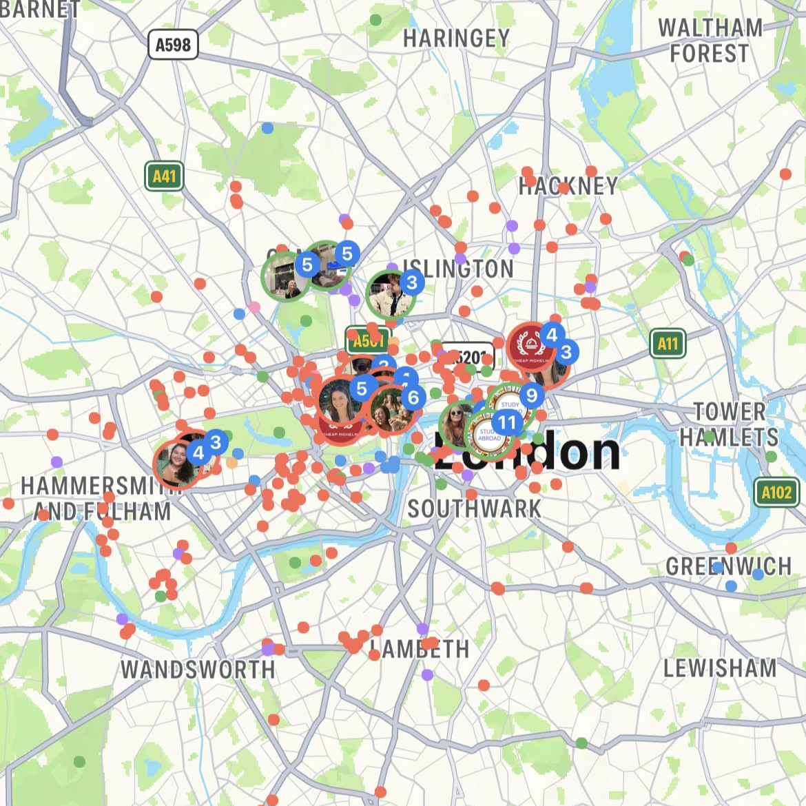 Jimo map screenshot over London