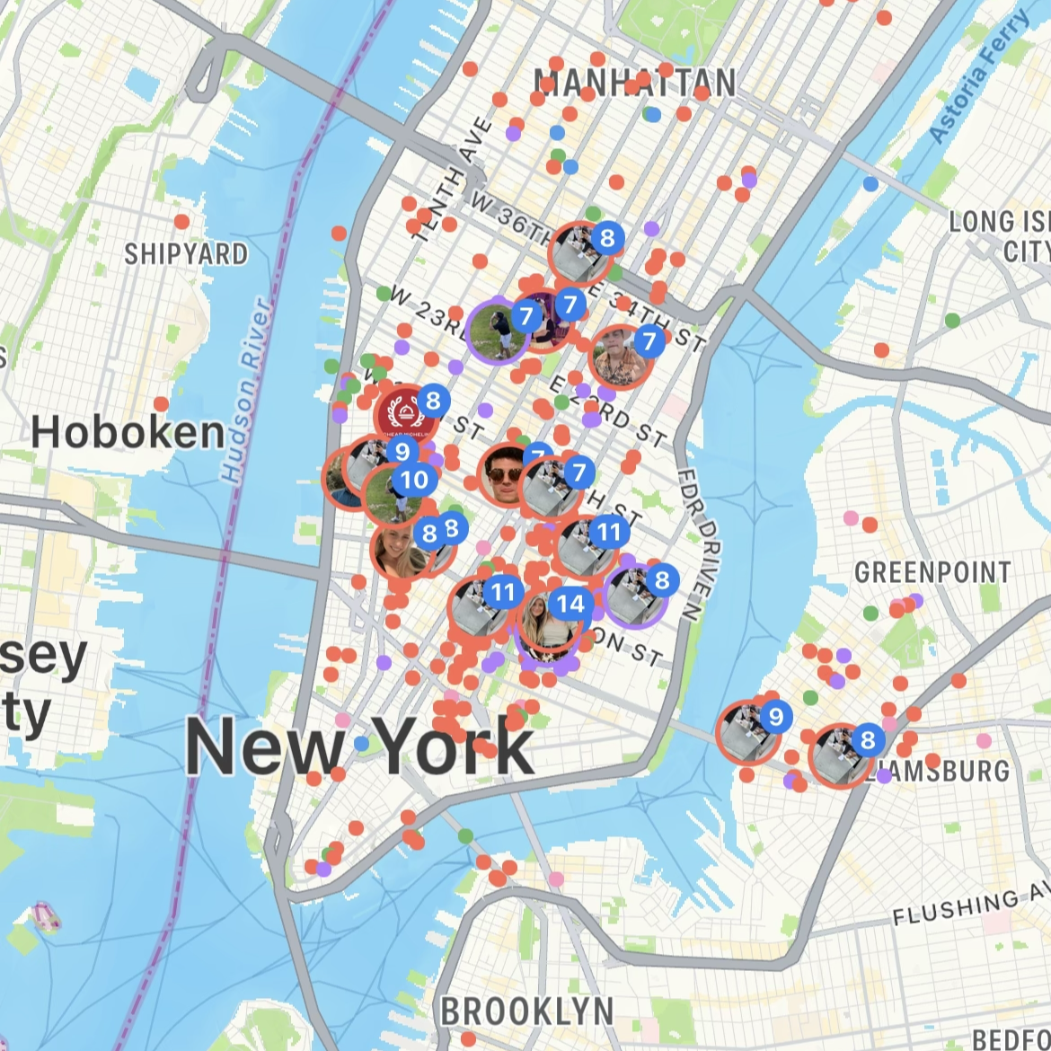 Jimo map screenshot over NYC